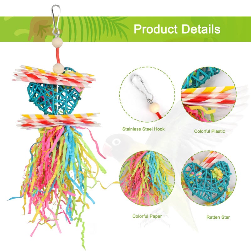 YUEPET 4 Pack Bird Shredder Toys Small Parrot Chewing Toys Parrot Cage Foraging Hanging Toy for Small Bird Parakeets Parrotlets Lovebirds Cockatiels - Image 5